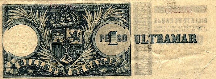 Back of Puerto Rico p7b: 1 Peso from 1895