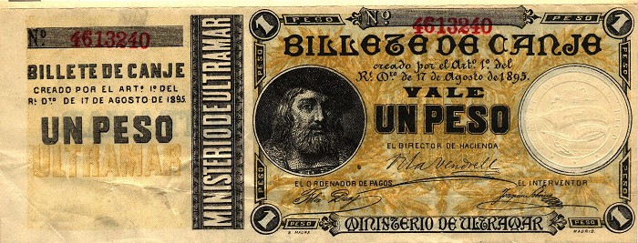 Front of Puerto Rico p7b: 1 Peso from 1895