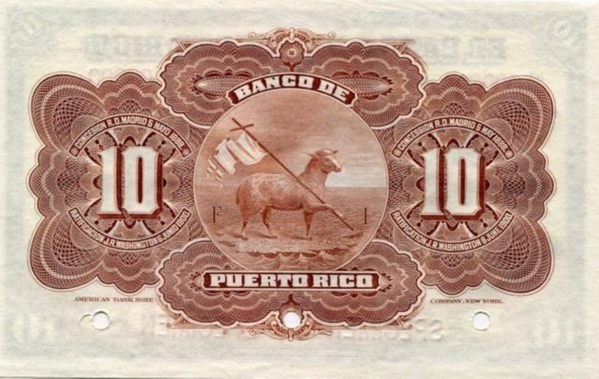 Back of Puerto Rico p42: 10 Pesos from 1901