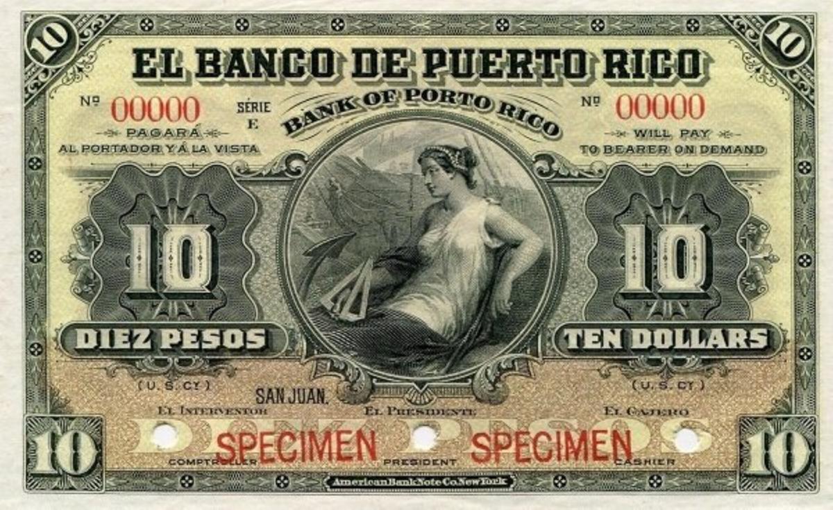 Front of Puerto Rico p42: 10 Pesos from 1901