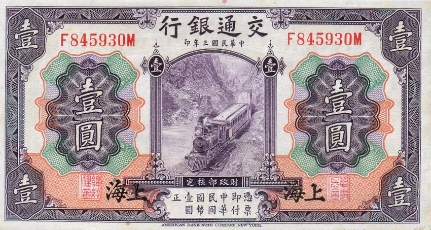 Front of China p116m: 1 Yuan from 1914