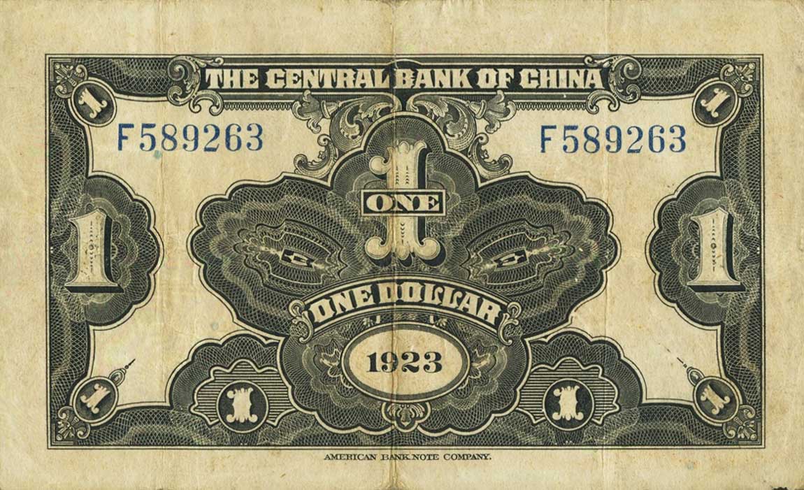 Back of China p172b: 1 Dollar from 1923