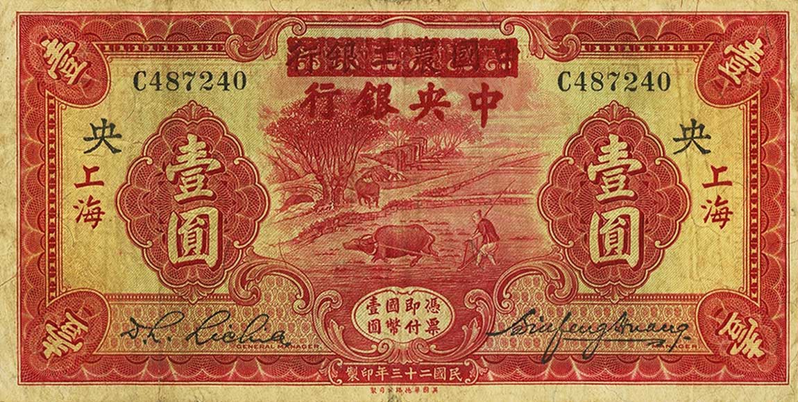 Front of China p205Aa: 1 Dollar from 1934