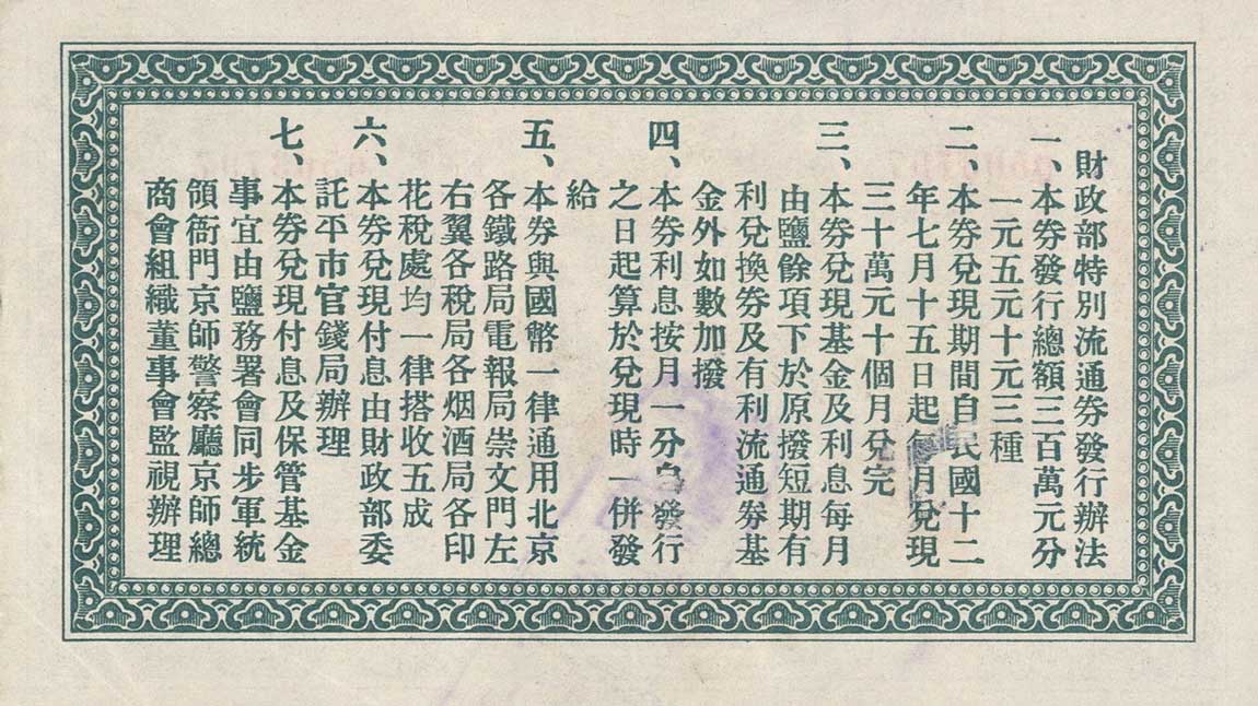 Back of China p623: 1 Yuan from 1923