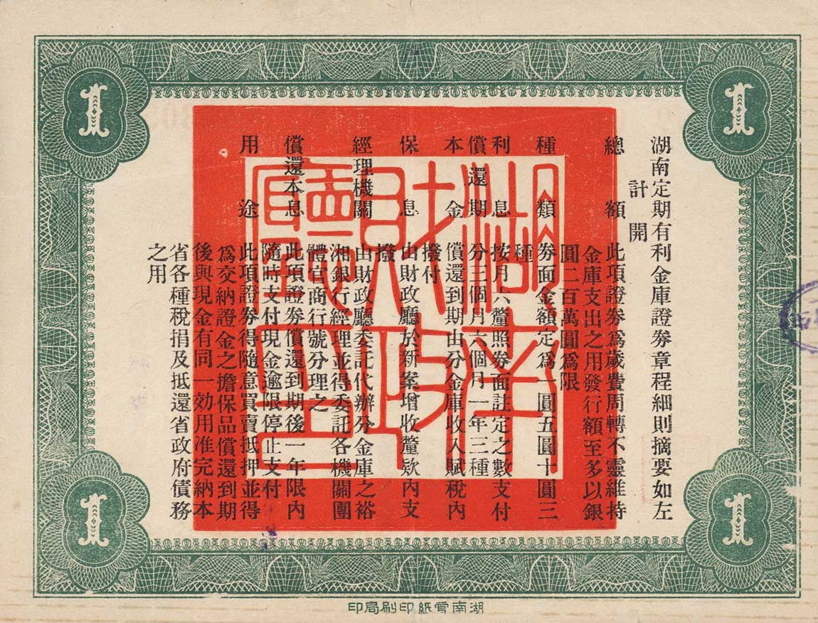 Back of China pS2016: 1 Yuan from 1920