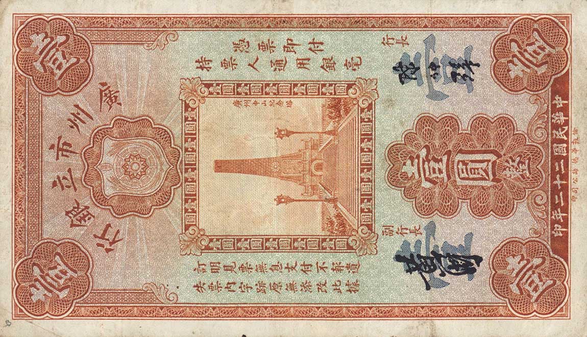 Front of China pS2278c: 1 Dollar from 1933