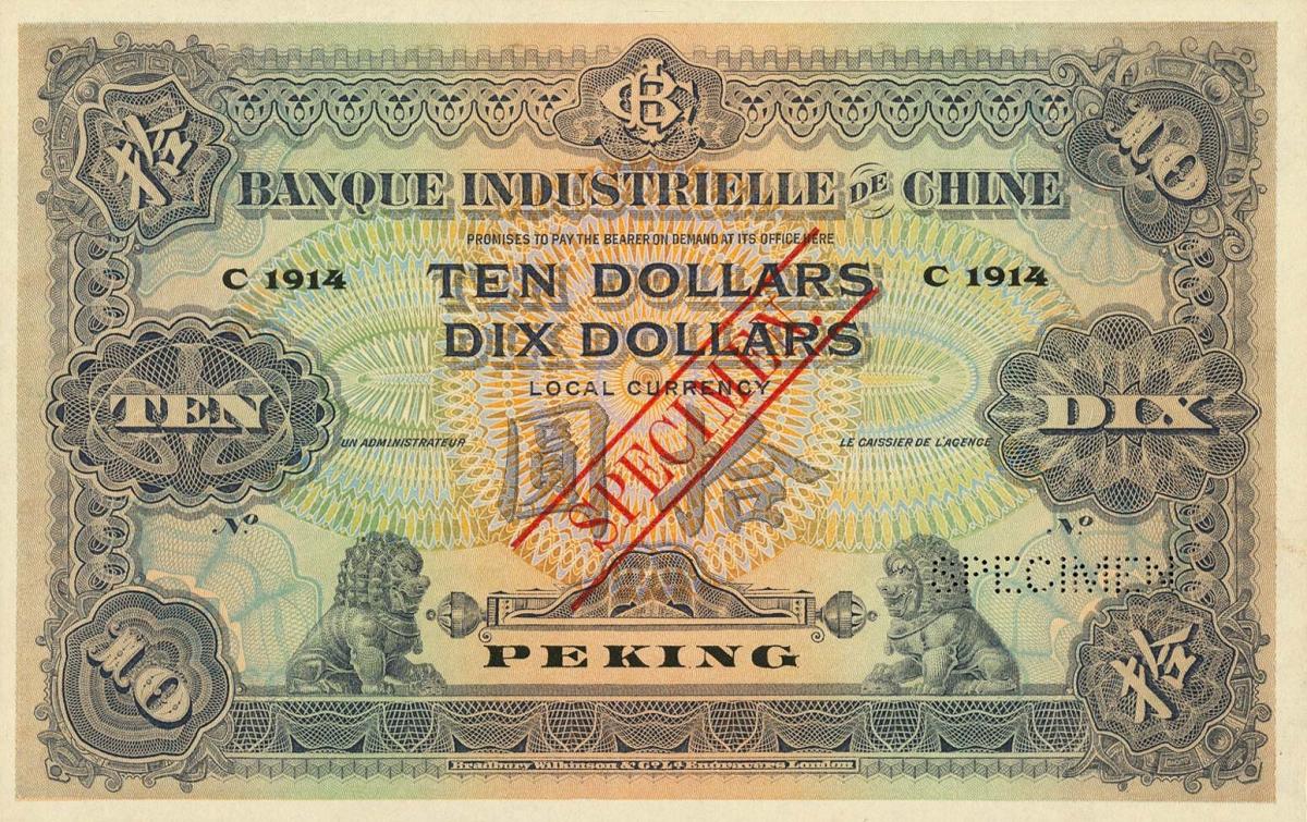 Front of China pS391s: 10 Dollars from 1914