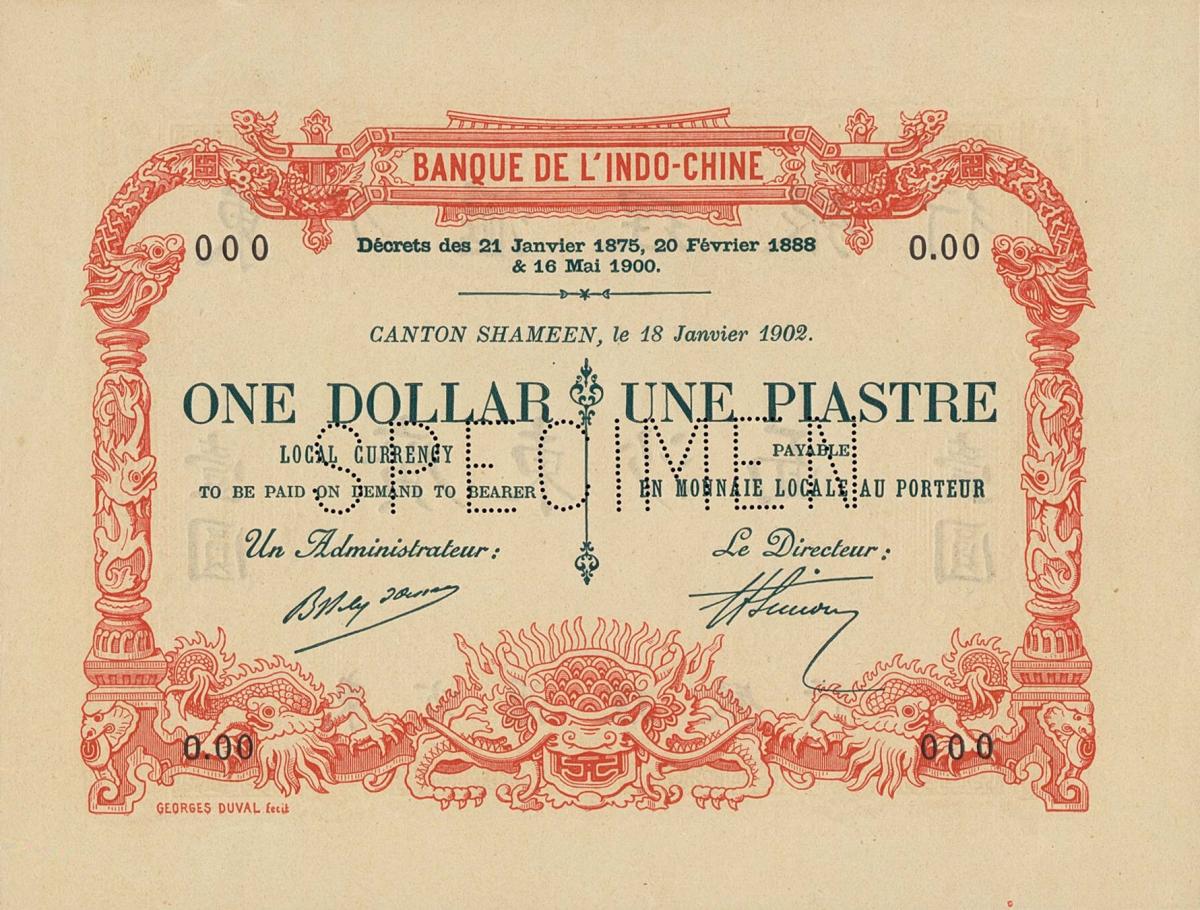 Front of China pS436s: 1 Dollar from 1902