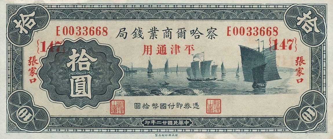 Front of China pS856Da: 10 Yuan from 1933