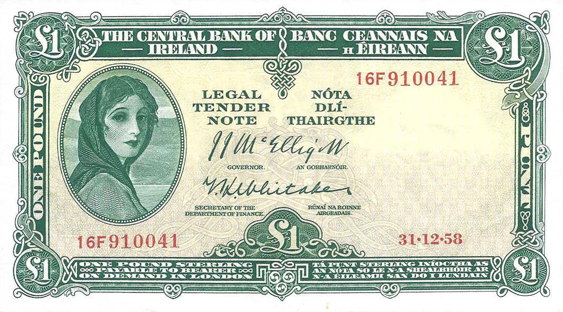 Front of Ireland, Republic of p57d: 1 Pound from 1957