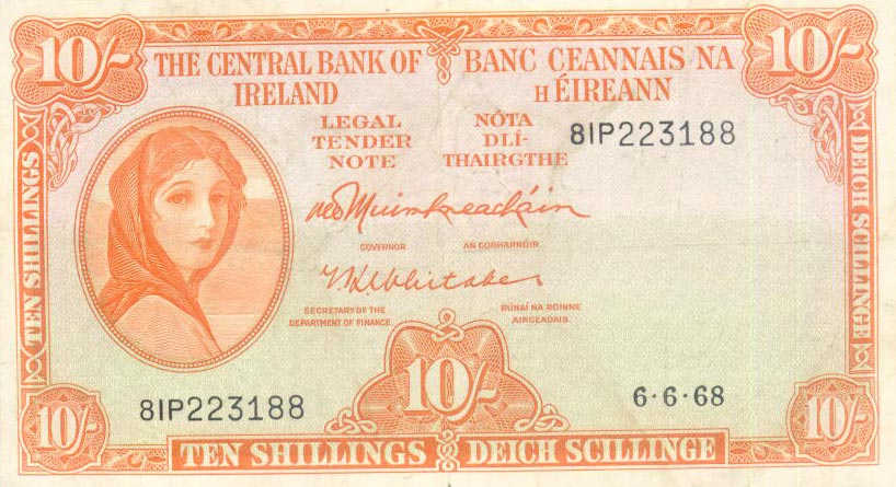 Front of Ireland, Republic of p63a: 10 Shillings from 1962