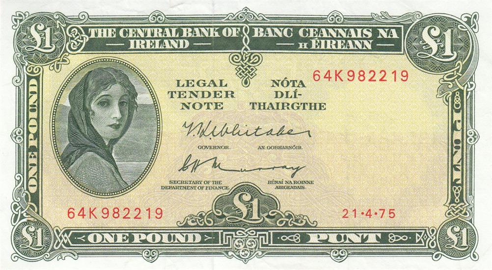 Front of Ireland, Republic of p64c: 1 Pound from 1971