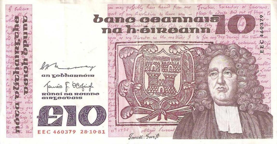 Front of Ireland, Republic of p72a: 10 Pounds from 1978