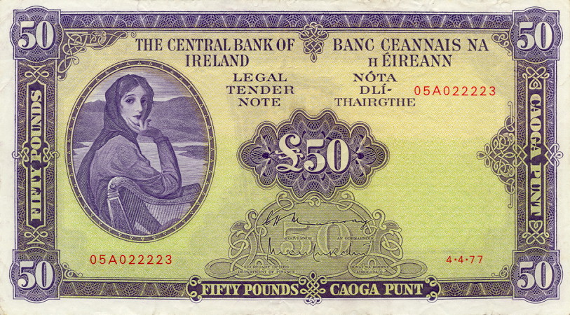 Front of Ireland, Republic of p68c: 50 Pounds from 1977