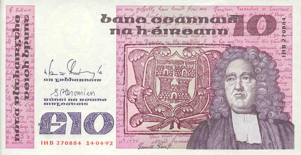 Front of Ireland, Republic of p72c: 10 Pounds from 1987