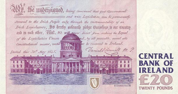 Back of Ireland, Republic of p77b: 20 Pounds from 1995