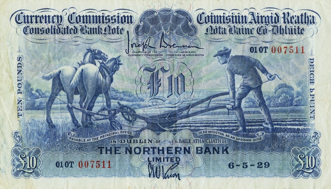 Front of Ireland, Republic of p34: 10 Pounds from 1929