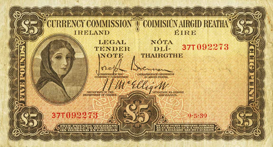 Front of Ireland, Republic of p3B: 5 Pounds from 1928