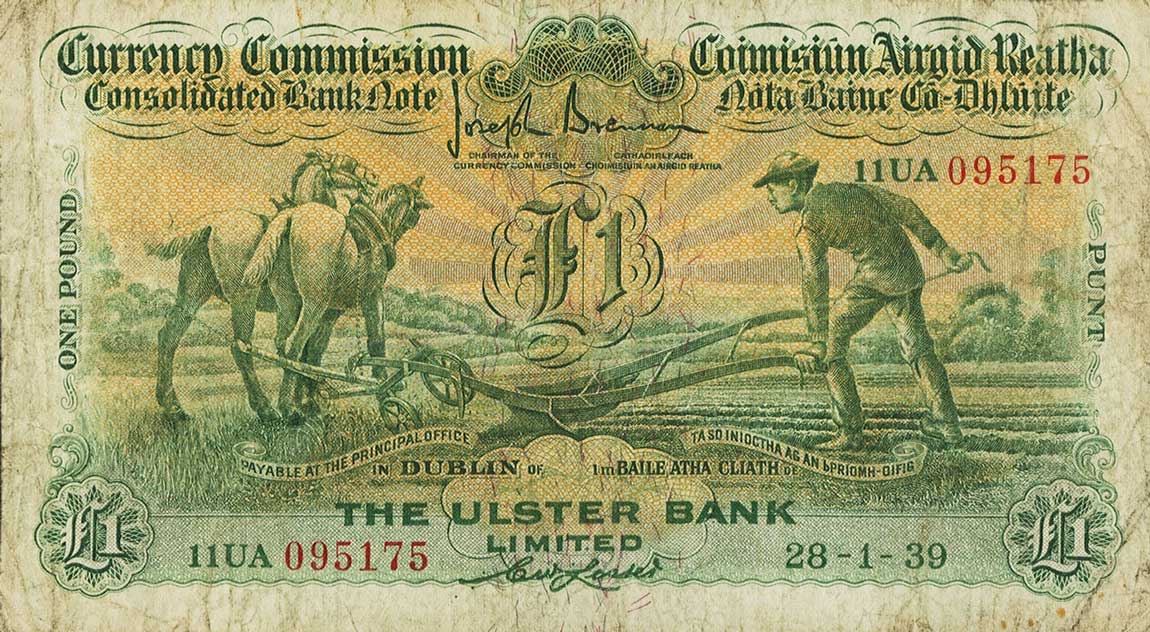 Front of Ireland, Republic of p50b: 1 Pound from 1937