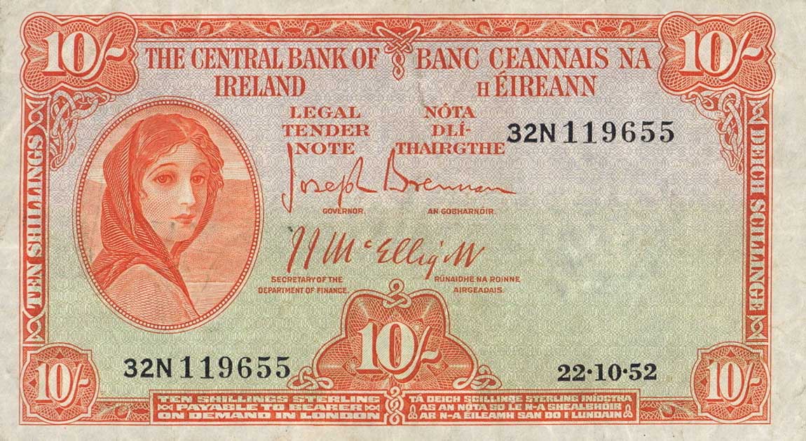 Front of Ireland, Republic of p56b2: 10 Shillings from 1945