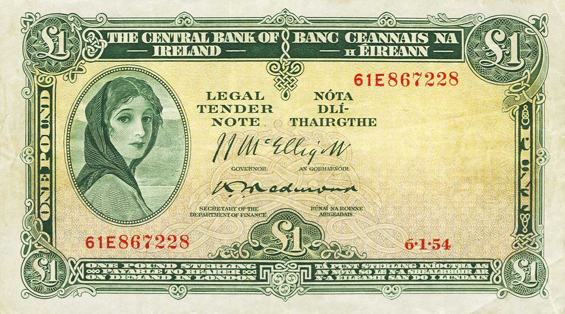 Front of Ireland, Republic of p57c: 1 Pound from 1954