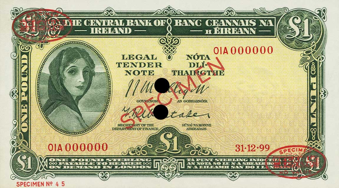Front of Ireland, Republic of p57s: 1 Pound from 1945