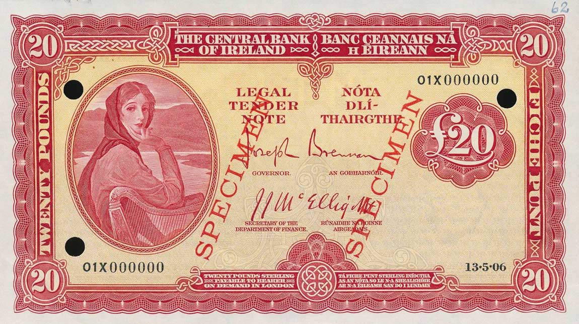 Front of Ireland, Republic of p60s: 20 Pounds from 1945