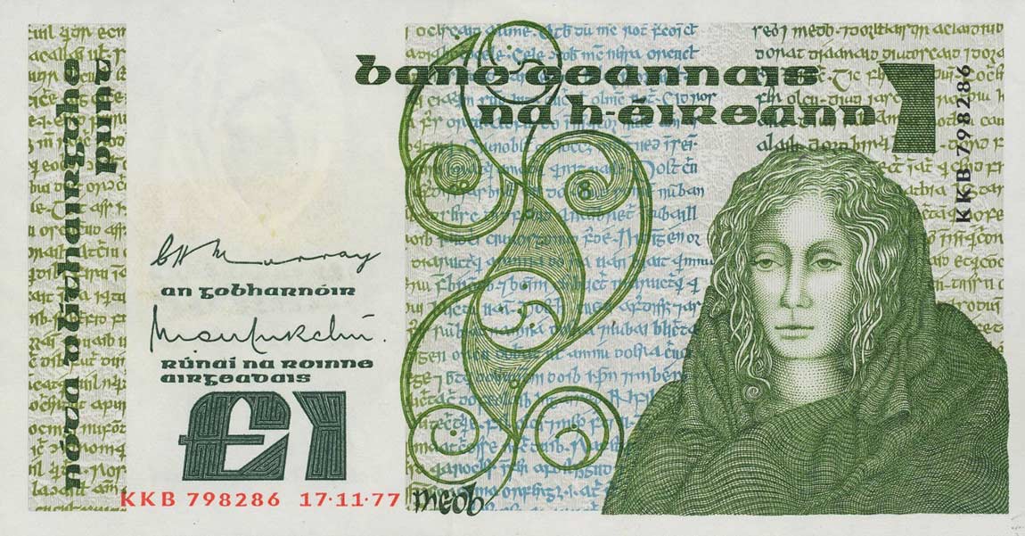 Front of Ireland, Republic of p70a: 1 Pound from 1977