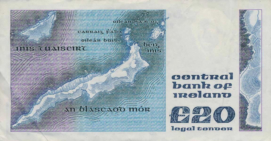 Back of Ireland, Republic of p73a: 20 Pounds from 1980