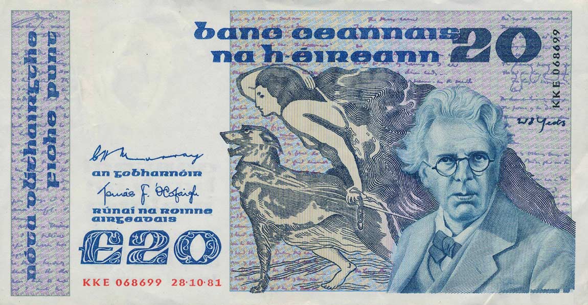 Front of Ireland, Republic of p73a: 20 Pounds from 1980