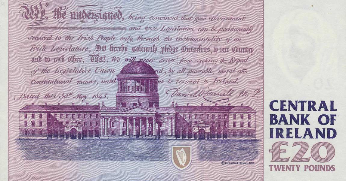 Back of Ireland, Republic of p77a: 20 Pounds from 1992