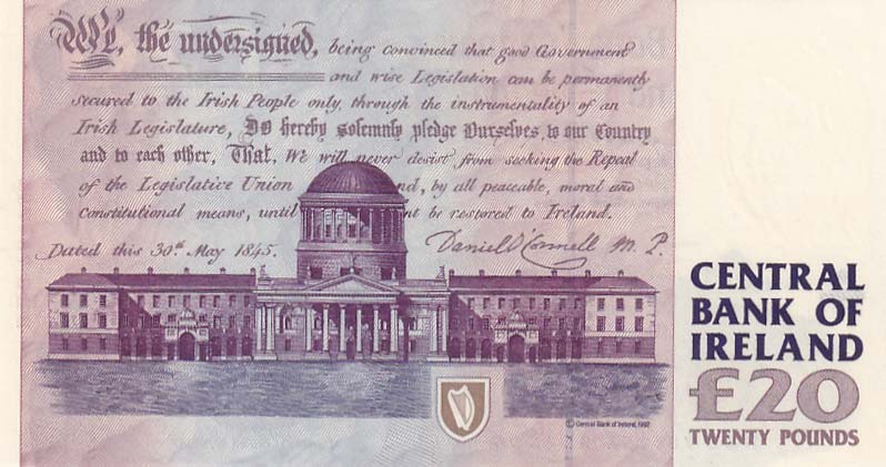 Back of Ireland, Republic of p77r3: 20 Pounds from 1995