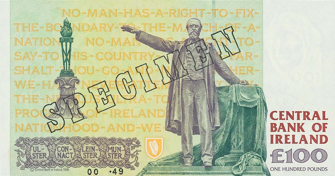 Back of Ireland, Republic of p79s: 100 Pounds from 1996