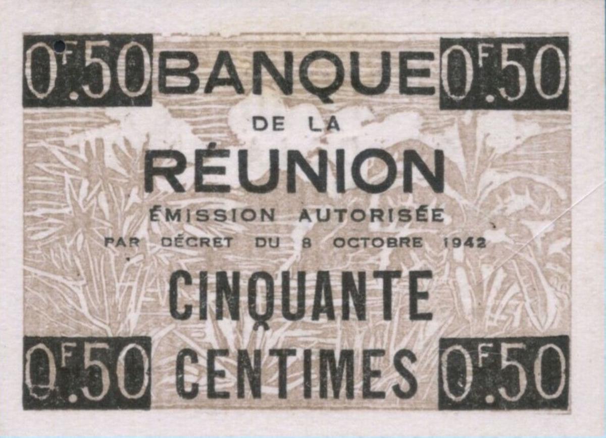 Back of Reunion p30: 50 Centimes from 1942