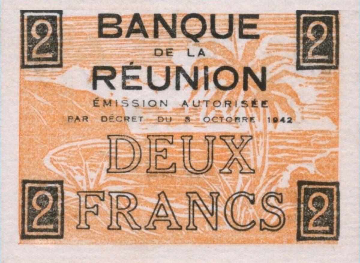 Back of Reunion p32: 2 Francs from 1942