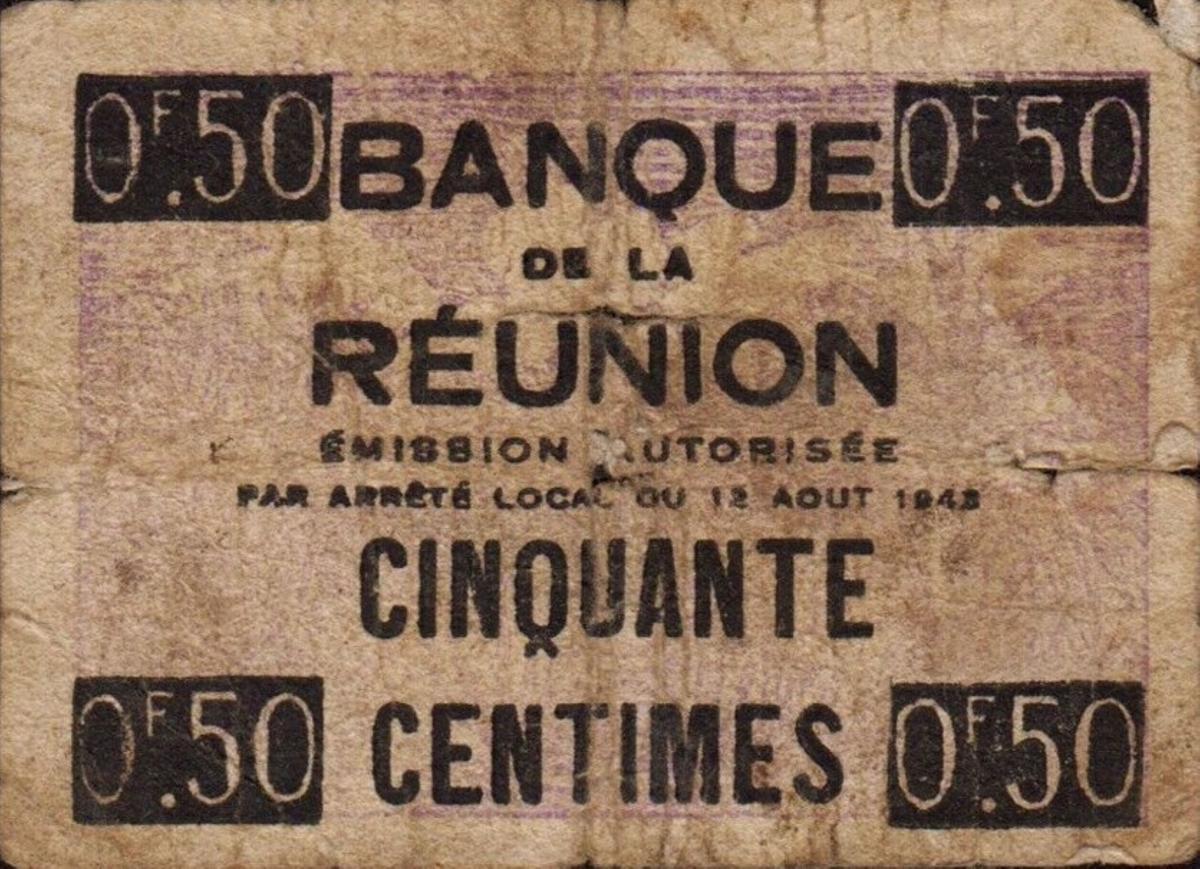 Back of Reunion p33: 50 Centimes from 1943