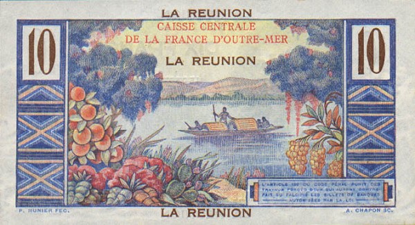 Back of Reunion p42a: 10 Francs from 1947
