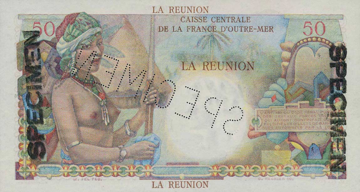 Back of Reunion p44s: 50 Francs from 1947