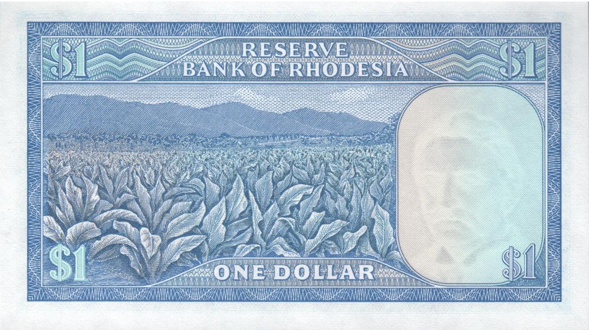 Back of Rhodesia p30j: 1 Dollar from 1974