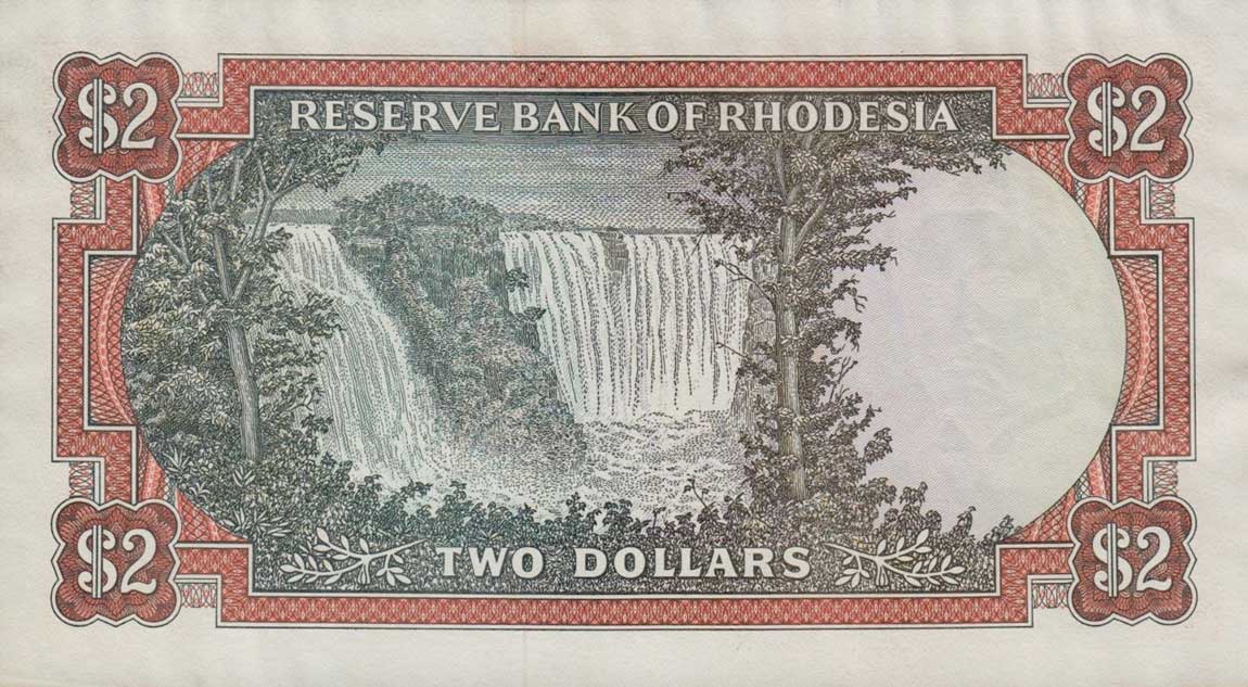 Back of Rhodesia p31a: 2 Dollars from 1970