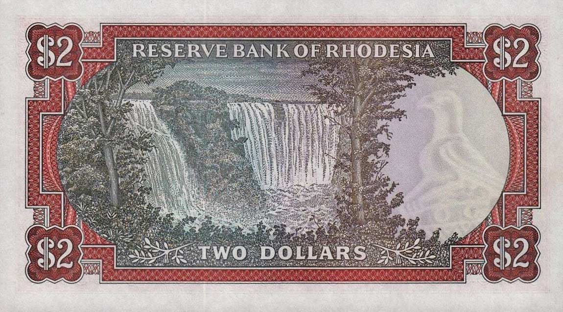 Back of Rhodesia p39a: 2 Dollars from 1979