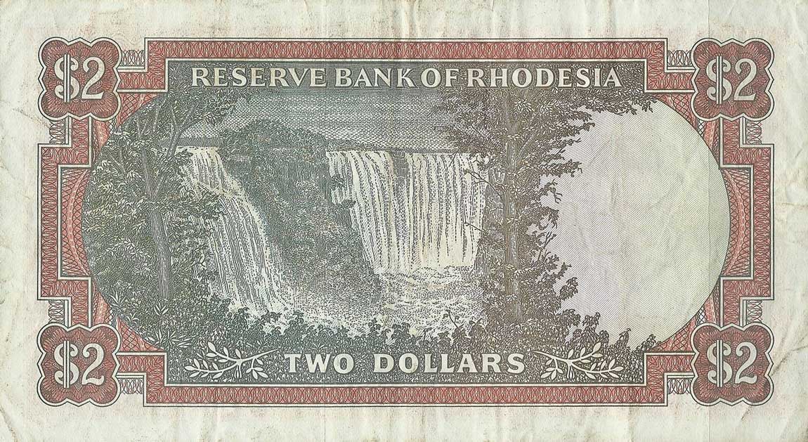 Back of Rhodesia p31g: 2 Dollars from 1973