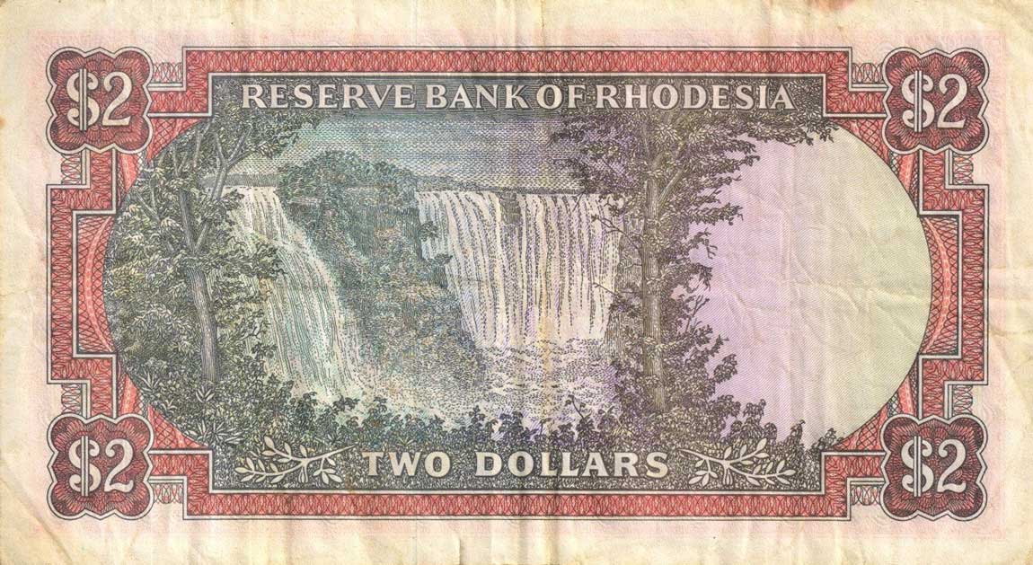 Back of Rhodesia p31h: 2 Dollars from 1974