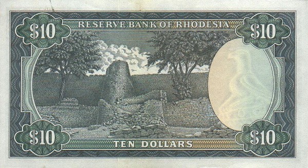 Back of Rhodesia p41a: 10 Dollars from 1979