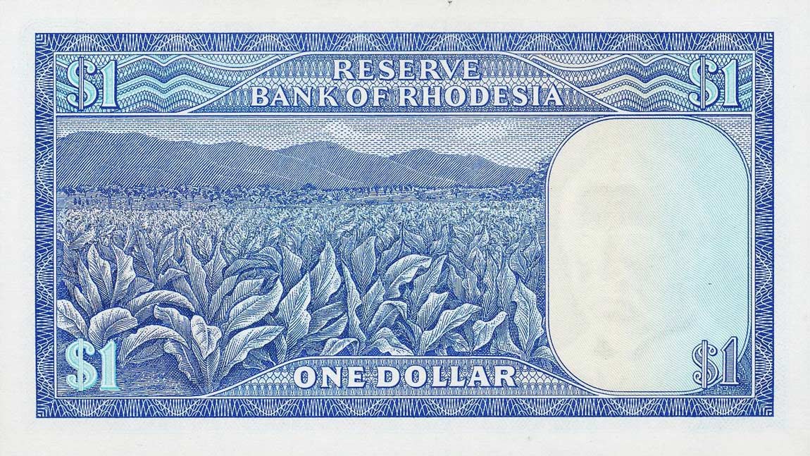 Back of Rhodesia p34a: 1 Dollar from 1976