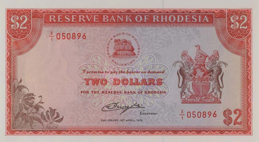 Front of Rhodesia p39r: 2 Dollars from 1979
