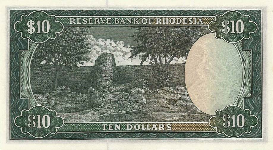 Back of Rhodesia p41r: 10 Dollars from 1979