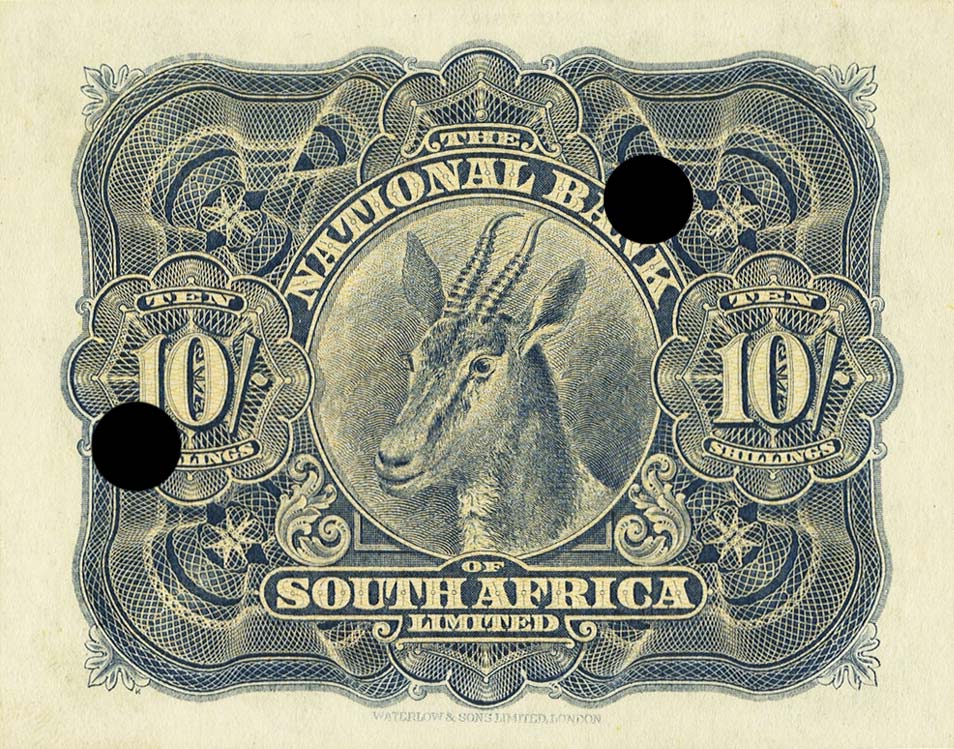 Back of Rhodesia pS121s: 10 Shillings from 1922