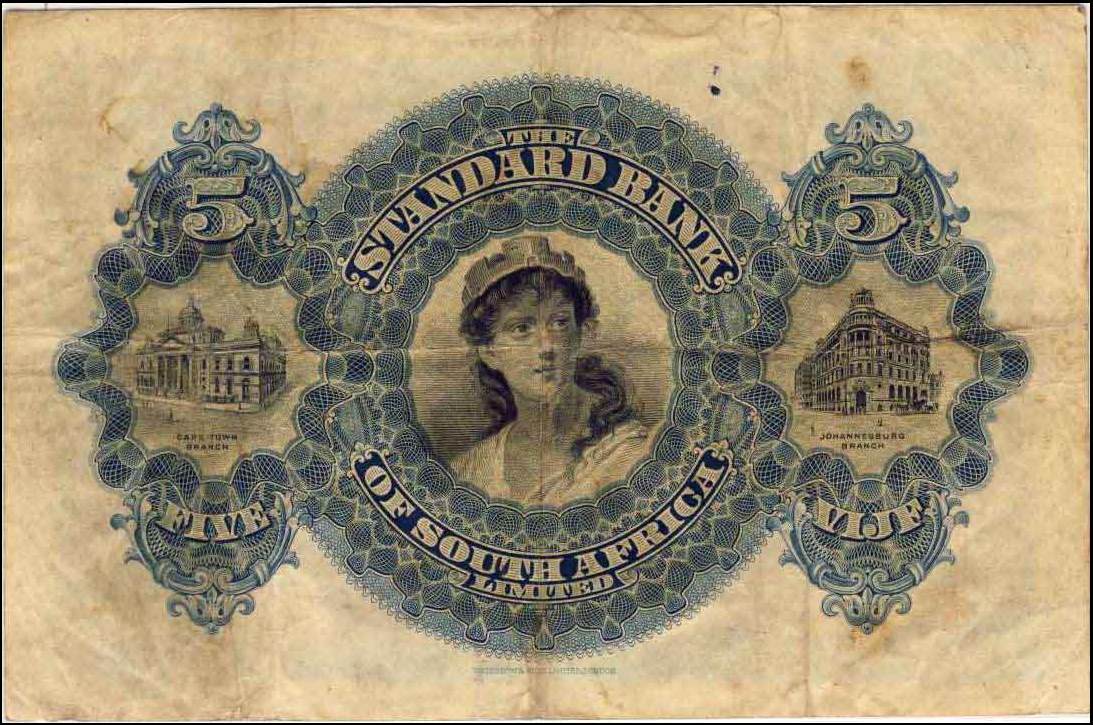 Back of Rhodesia pS139a: 5 Pounds from 1917