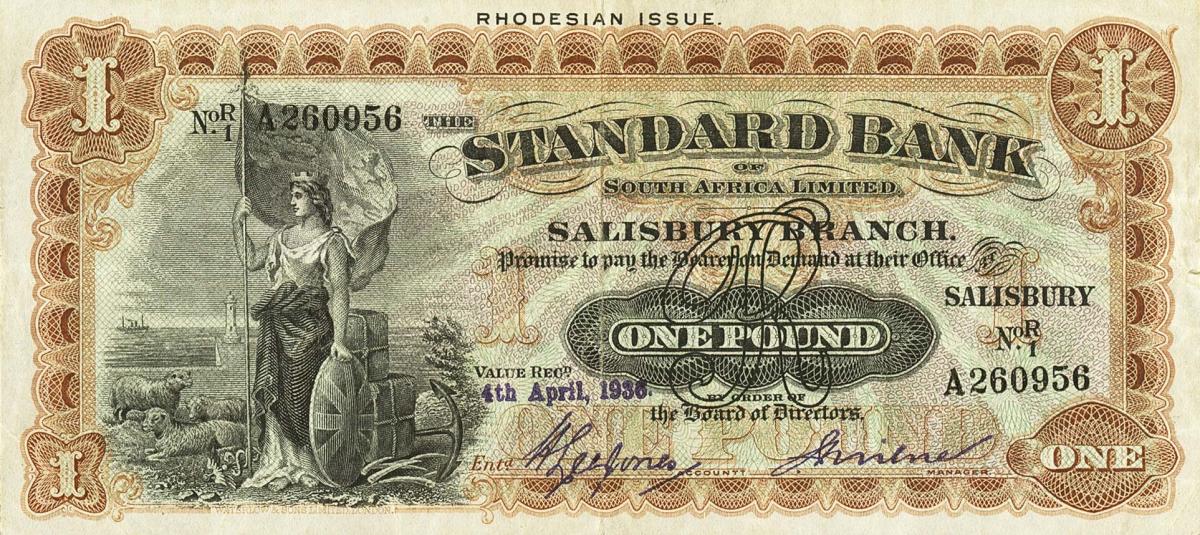 Front of Rhodesia pS147: 1 Pound from 1925